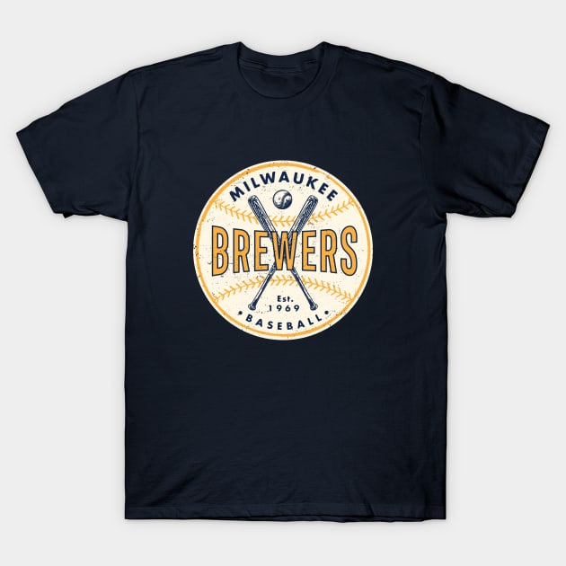 Vintage Milwaukee Brewers 3 by Buck Tee Originals T-Shirt by Buck Tee